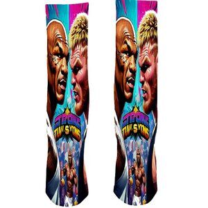 Jake Paul VS Mike Tyson 2024 Boxing Sublimated front and back Adult Crew Socks